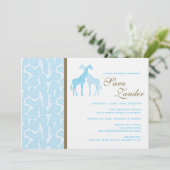 Twin Giraffe Baby shower Invitation - Boy Kaart (Staand voorkant)