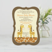 Twin Giraffe Baby shower Invitation Die Cut Kaart (Staand voorkant)