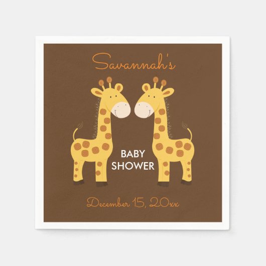 Twin Giraffe Baby shower Napkin Servetten (Voorkant)