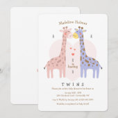 Twin Giraffe Baby shower Uitnodiging (Voorkant / Achterkant)
