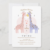 Twin Giraffe Baby shower Uitnodiging (Voorkant)