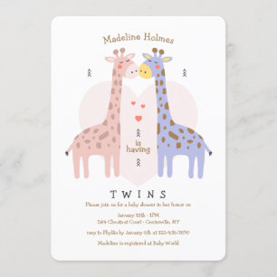 Twin Giraffe Baby shower Uitnodiging