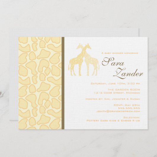 Twin Giraffe Baby shower Uitnodiging (Voorkant / Achterkant)
