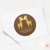 Twin Giraffe Twins Round Favor Sticker (Envelop)