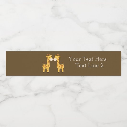 Twin Giraffes Aangepaste waterflesetiketten Twin B Waterfles Etiket (Enkel label)