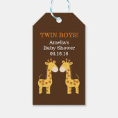 Twin Giraffes Baby shower Gift Label Cadeaulabel (Voorkant)
