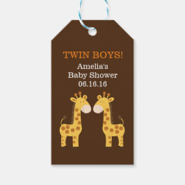 Twin Giraffes Baby shower Gift Label Cadeaulabel