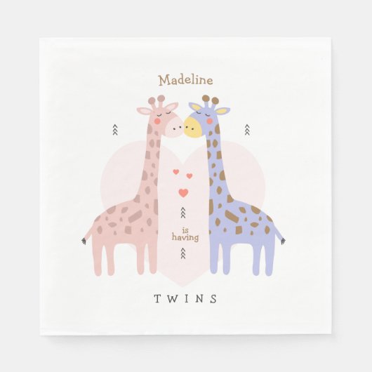 Twin Giraffes Baby Shower Napkins Servet (Voorkant)