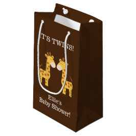 Twin Giraffes Twins Baby shower Custom Gift Bag Klein Cadeauzakje