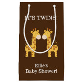 Twin Giraffes Twins Baby shower Custom Gift Bag Klein Cadeauzakje (Voorkant)