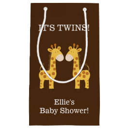 Twin Giraffes Twins Baby shower Custom Gift Bag Klein Cadeauzakje