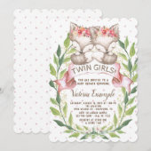 Twin Girl Baby Fox Baby Shower Uitnodigingen (Voorkant / Achterkant)