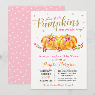 Twin Girl Baby shower Cute Pink Little Pumpkin Kaart