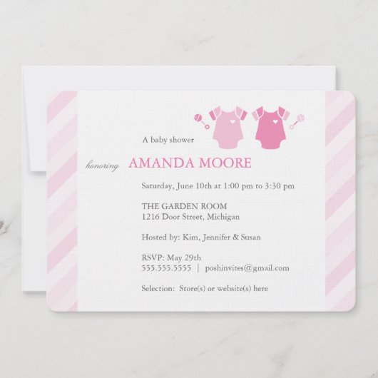 Twin Girl Baby shower Invitation Kaart (Voorkant)