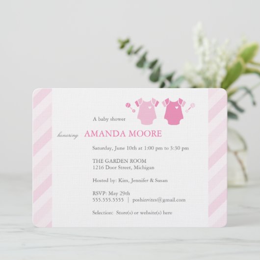Twin Girl Baby shower Invitation Kaart (Staand voorkant)