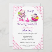 Twin Girl Baby shower Kaart (Voorkant)