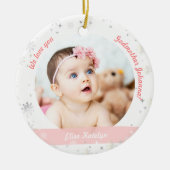 Twin Girl Boy Foto Godmoeder eerste kerstBaby Keramisch Ornament (Voorkant)