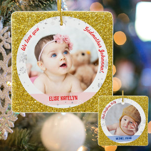 Twin Girl Boy Foto Godmoeder eerste kerstBaby Keramisch Ornament