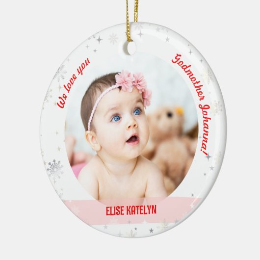 Twin Girl Boy Foto Godmoeder eerste kerstBaby Keramisch Ornament (Links)