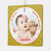 Twin Girl Boy Foto Godmoeder eerste kerstBaby Keramisch Ornament (Links)