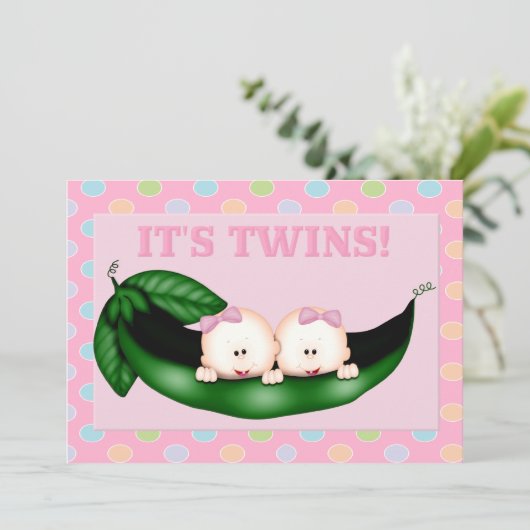 Twin Girl Douche uitnodiging (Staand voorkant)