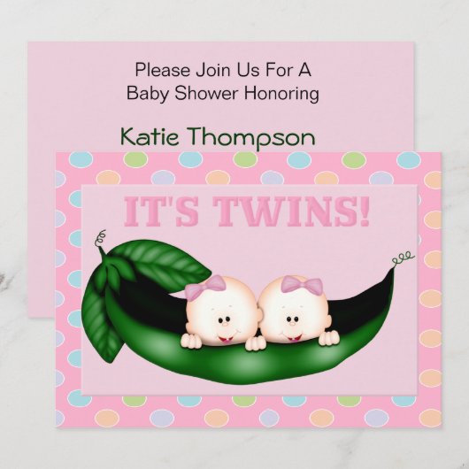 Twin Girl Douche uitnodiging (Voorkant / Achterkant)