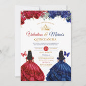 Twin Girl Dress Quinceañera 15 Anos Bloemen Goud Kaart (Voorkant)