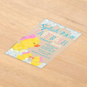 Twin Girl Duck Baby Shower Frosted Acryl Uitnodigingen (Laagn)