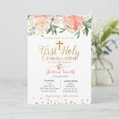 Twin Girl eerste communie uitnodiging (Staand voorkant)