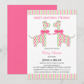 Twin Girl Giraffe Baby shower Kaart (Voorkant / Achterkant)