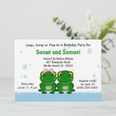 Twin Girl Jongen (Kikkers) Uitnodigingen voor verj (Staand voorkant)