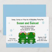 Twin Girl Jongen (Kikkers) Uitnodigingen voor verj (Voorkant / Achterkant)