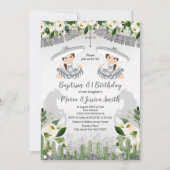 Twin Girl Mexican Silver Baptism en Birthday Kaart (Voorkant)