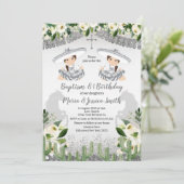 Twin Girl Mexican Silver Baptism en Birthday Kaart (Staand voorkant)