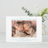 Twin Girl Photo Birth Aankondiging (Staand voorkant)