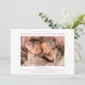 Twin Girl Photo Birth Aankondiging (Staand voorkant)