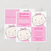 Twin Girl Pink Blocks Baby shower Kaart (Voorkant / Achterkant)