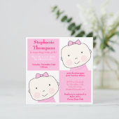 Twin Girl Pink Blocks Baby shower Kaart (Staand voorkant)