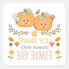 Twin Girl Pumpkin Baby shower Bedankt Stickers