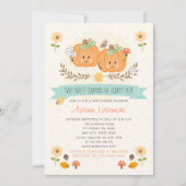 Twin Girl Pumpkin Baby Shower Invitations (Voorkant)