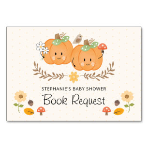Twin Girl Pumpkin Book Request Baby shower Kaarten
