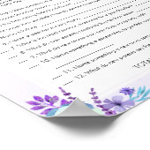 Twin Girl Survey zegt Baby shower spel Paarse Blau Poster (Hoek)