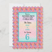 Twin Girls 6e verjaardag Kaart (Voorkant)