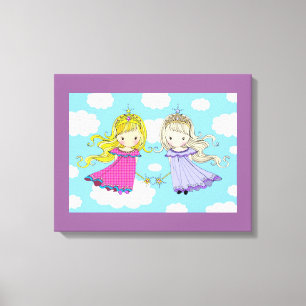 Twin Girls Art voor Kids Kamer Verpakt Canvas Prin