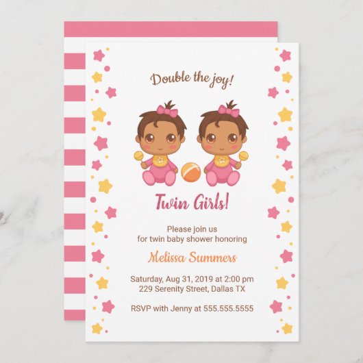 Twin Girls Baby shower 2 Kaart (Voorkant / Achterkant)