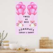Twin Girls Baby shower Banner Poster (Keuken)