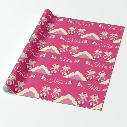 Twin Girls Baby shower Cadeaupapier (Uitgerold)