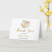 Twin Girls Baby shower Gevouwen Dank u kaart (Gele Bloem)