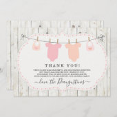 Twin Girls Baby shower Hartelijk dank - Rustisch Bedankkaart (Voorkant / Achterkant)