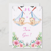 Twin Girls Baby shower Invitation (Achterkant)